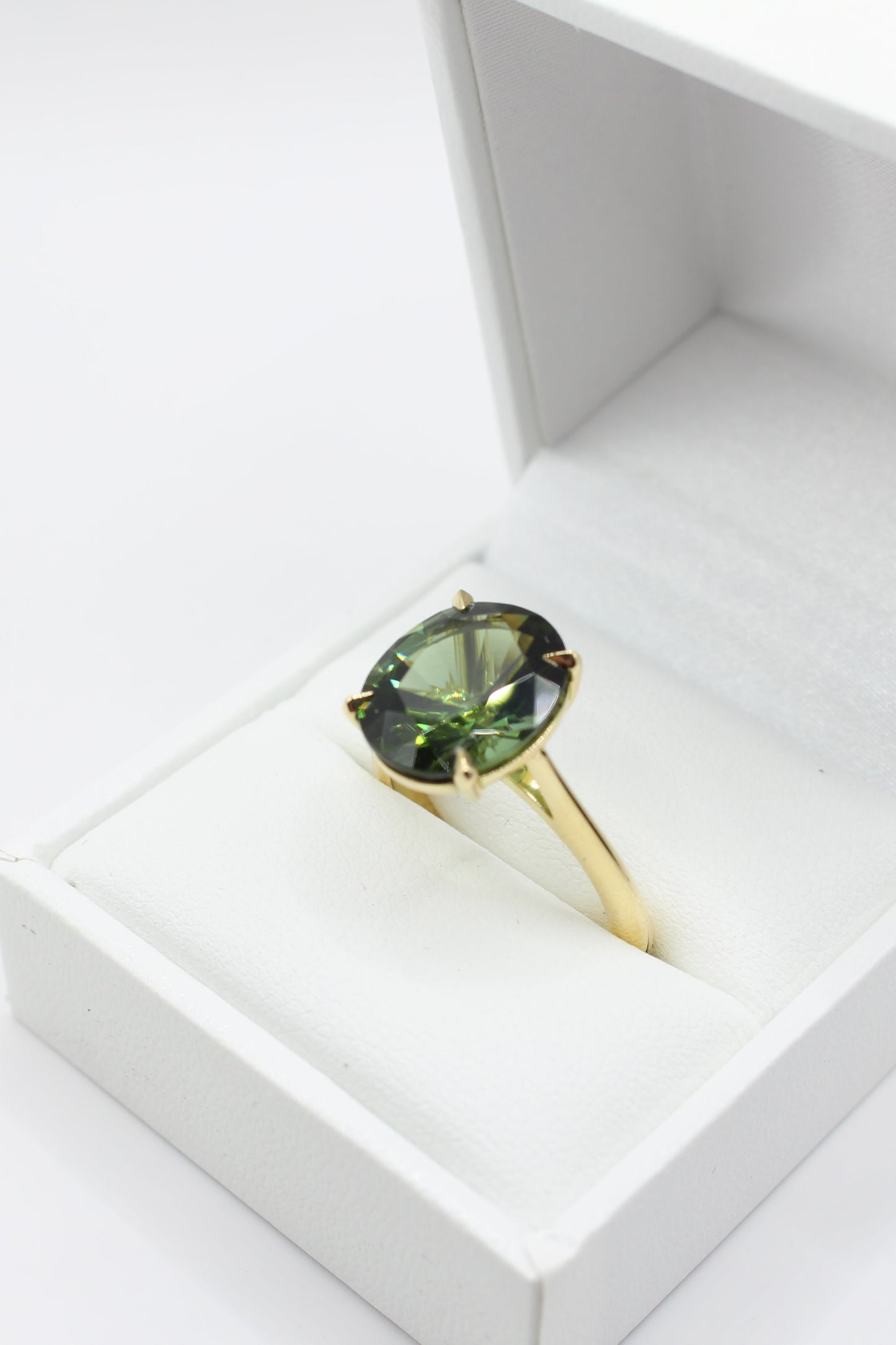 5.36ct Green Tourmaline 18ct YG Ring